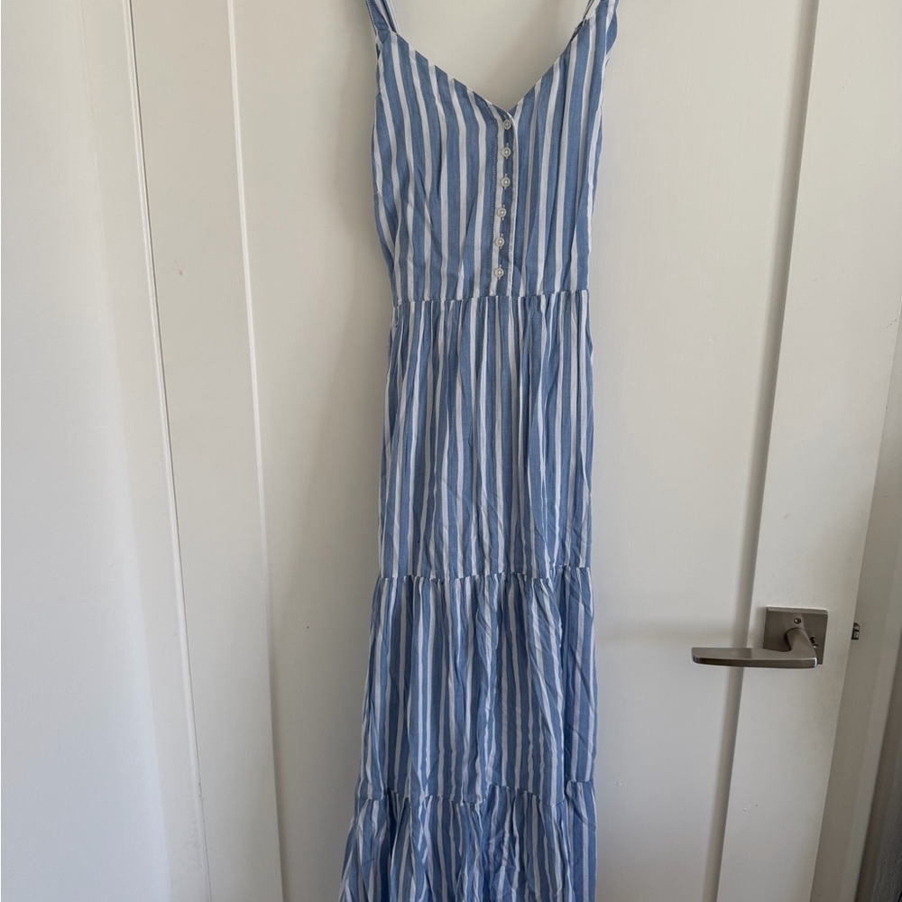 Old Navy Blue and White Striped Maxi Dress